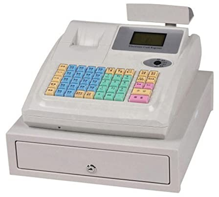 ALSUP Registrierkasse Kleingewerbe Elektronische Registrierkasse 48 Tasten POS Registrierkasse 8 Digital LED Kassensystem Supermarkt Kiosk,Einzelhandel Restaurant Englische Registrierkasse,White-110V