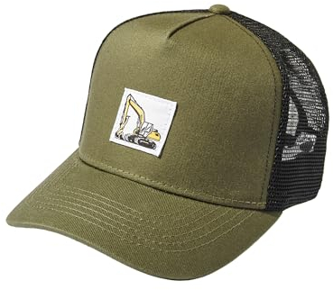 Kinder Trucker Cap : Bagger (Patch) - Basecap Cappy Jungen - Mütze Arbeitskleidung (Olivgrün-Schwarz)