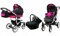 BabyLux® Bambimo Kinderwagen Set 3 in 1 - Largo - incl. Babywanne, Buggy Sportsitz, Auto-Babyschale - Autositz - Kinderwagenset - Kombikinderwagen mit Wickeltasche, Regenschutz usw.