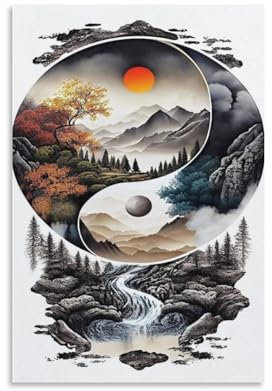 KeAan Yin Yang Tai Chi Poster, Dekoratives Gemälde, Leinwand, Wandkunst, Wohnzimmer, Poster, Schlafzimmer, Gemälde 24x36inch(60x90cm)