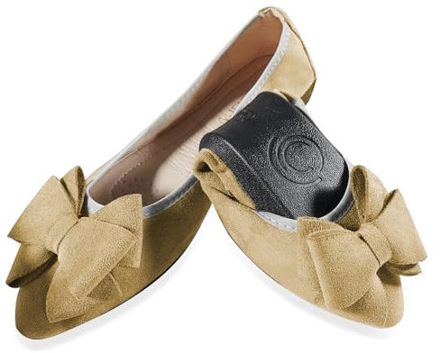 MACHSWON Ballet Flats for Women Comfortable Women's Flats Ballerina Folding Pumps Casual Dress Pointed Toe Khaki Flats Shoes Women(Khaki, Size 7)