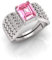 RRVGEM Bague plaquée argent avec saphir rose 4.00 Ratti rose saphir rose bague bague réglable taille 16-22 pour homme et femme, Métal, Saphir