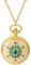 JewelryWe Gold Taschenuhr Damen Strass: Grün Glitzer Diamant Blume Blütenblatt Kettenuhr Analog Quarz Uhr Anhänger mit Halsette Kette Pocket Watch Geschenk für Frau Mutter Ehefrau