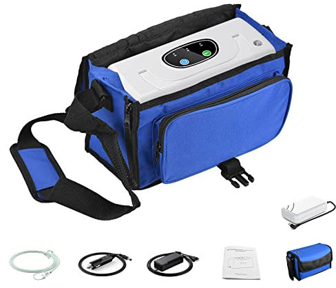 Qrocsnpi Concentrador de oxígeno portátil de 3 litros, ligero para viaje/coche, 33% con batería/bolsa