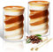 KEHTUNAHT Tasse à Café Double Paroi 2 X 400ml Verre Double Paroi Cappuccino avec 2 Cuillères Tasse Latte Macchiato Tasses en Verre Transparent pour Thé, Lait, Jus de Fruits