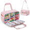 Prokva Marker Organizer Case Holding up to 216 Markers, Travel Marker Storage Bag Portable Marker Holder Bag with Shoulder Strap, Foil Liner for Easy Wipe Clean, Pink