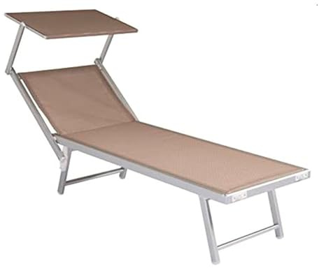 SUNNY STAR LETTINO CON PARASOLE IN TEXTILENE 186x61x38cm STRUTTURA IN ALLUMINIO TORTORA