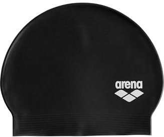 Arena Bonnet de Bain Unisexe en Latex Souple II pour Femmes et Hommes Fitness nageurs entraînement intensif Durable Souple élastique Bonnet Plat de Bain, Noir/Blanc