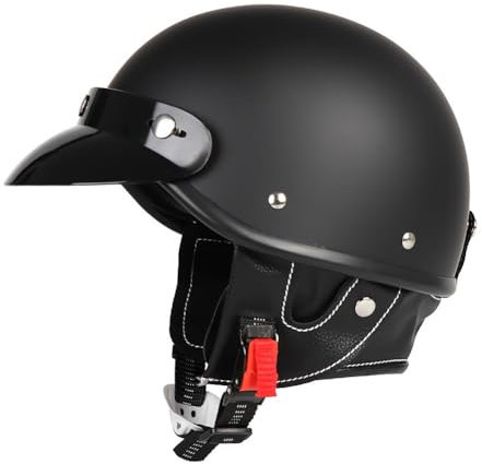 Uueybsg Casque Moto Vintage Casque Jet Demi-Casque de Moto Casque Bol Homologué ECE Casque Semi-Ouvert Rétro Casque Scooter Cruiser Casque de Cyclomoteur Electrique pour Adulte Homme Femme
