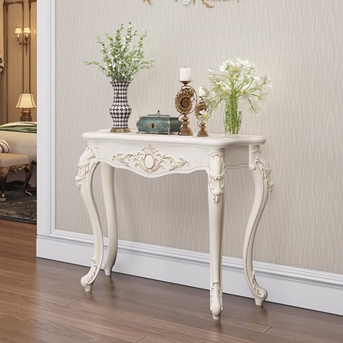 LUNAIZHUO Console D'entrée Vintage, Console Blanche, Meubles en Bois pour Salon, Entrée, Couloir, Hall D'entrée(Silver,80cm/31in)