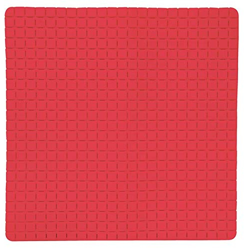 MSV Premium Duschmatte Badematte antibakteriell rutschfest mit Saugnäpfen - Rot - ca. 54 x 54 cm - duftet nach Rosen - waschbar bei 60° Grad