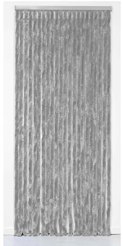 WERKA PRO 10786 - Rideau de Port Chenille - 90x220cm - Gris uni - Rideau Ajustable - Traité Anti UV