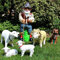 RAKSO Deko Garten Figur Gartenfigur Hirte mit Schäferhund, schafbock, Schaf, Lämmlein aus Kunststoff
