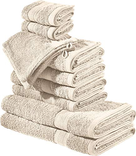 REDBEST Frottier-Set 10-TLG. Chicago beige Größe - Handtuch, Duschtuch, Gästetuch, Waschhandschuh - saugstark, strapazierfähig, ideal für Reisen, Sport