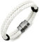 COOLSTEELANDBEYOND Zweireihige Weiß Geflochtene Lederarmband Herren Damen Armband Echtes Leder Armreif mit Magnetverschluss