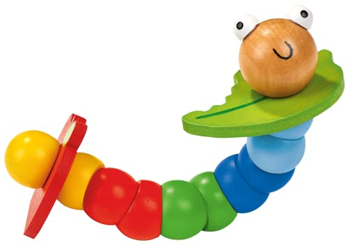 moses. Bunte Holzraupe – Baby Spielzeug, Greifling für Kleinkinder ab 4 Monaten, Holzspielzeug in bunten Farben