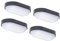 Oktaplex lighting 4er Set Kellerlampe Base Oval mit Durchgangsverdrahtung 9W 4000K Neutralweiß 800lm LED Kellerleuchte IP65 Feuchtraumlampe Schwarz