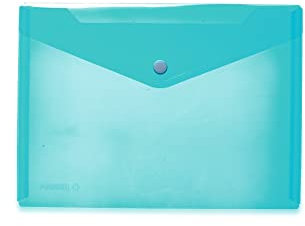HERMA 20059 Dokumententasche A5 transparent hellblau, kleiner Sichttaschen Umschlag mit Druckknopf, Briefumschlag aus Plastik für Schule, Uni, Büro, Reise