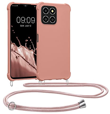 kwmobile Carcasa Colgante Compatible con Honor X8 5G / X6 / 70 Lite 5G Funda con Cuerda - Funda con Correa Colgante Ajustable - nácar Mate