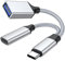 SURPRIZON Adaptador USB C a USB OTG y Cable de Cargador, Divisor USB-C 2 en 1 con Carga PD de 10 W Tipo C OTG y Puerto USB A Hembra Compatible con Samsung S21/S20 LG G8, Pixel4 XL, Google TV (Gray)