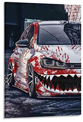 Sportauto-Poster für Golf GTI Supercar Hyper Car Racing Car Poster Dekorative Malerei Leinwand Wandposter und Kunstbild Druck Moderne Familie Schlafzimmer Dekor Poster 60 x 90 cm