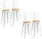 HOMCOM Lot de 4 tabourets de Bar Empilable Chaise de Bar Industriel avec Dossier Repose-Pied Hauteur d'Assise 76 cm métal Blanc
