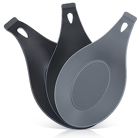 TROUSKAIG Spoon Rest for Stove Top, 3 Pack Small Silicone Spoon Holder for Kitchen Counter, Coffee Spoon Rest, Heat Resistant Cooking Spoon Holder Perfect Kitchen Gadgets