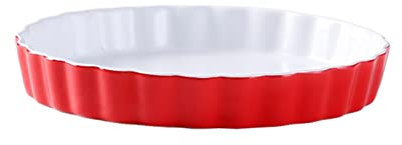 QUNINE Pizzablech Keramik-Pizzablech Rundes Backblech Küchenbackblech Backform Haushaltspizzablech Mehrzweckplatte Pizza-Backblech (Farbe: Rot) (Rot)