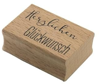 Artoz Stempel – Holzstempel – „Herzlichen Glückwunsch“ – 50 x 35 mm – Motivstempel zum Kartenbasteln für Einladungen, Geburtstag, Glückwünsche