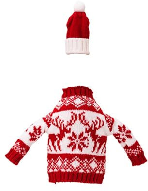 Corlidea Christmas Wine Bottle Cover Christmas Jumper Wine Bottles Cover for Holidays Christmas Party Decorations Oil Bottle with Pouring Spout Plastic (B One Size)