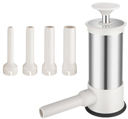 Sausage Stuffer, Stainless Steel Homemade Manual Sausage Maker with 4 Different Sizes of Filling Tubes, Homemade Sausage Maker for Commercial & Home Use (A)