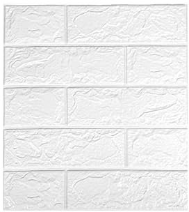 LOPYXBR 30PCS White Brick Wallpaper 35x38.5CM 3D Brick Effect Wall Panels 5mm Thick DIY Self Adhesive Wall Tiles for Living Room Bedroom Bathroom Kitchen Home Decor