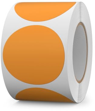 FINDAT Orange Selbstklebend Etiketten 50 mm Rund Vinyl Rolle Wasserdichte Klebeetiketten Universal Aufkleber für Büro DIY Umzug Lagerregale 500 Stück