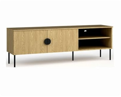 Meublorama Meuble TV 2 portes - Couleur chêne - 160 cm - Collection Mondo