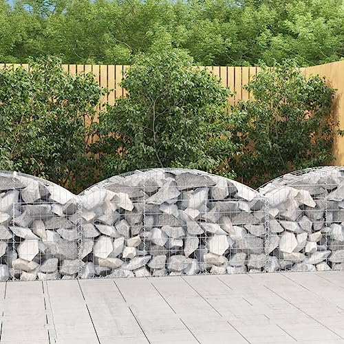 WKIEQACO Home & Garden,Furniture-Arched Gabion Basket 150x50x60/80 cm Galvanised Iron