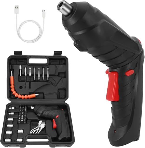 Cacciavite elettrico 48 in 1 set di cacciaviti a filo portatile ruotato 90 gradi cacciavite elettrico manico con luce di lavoro a LED per la casa e l'ufficio, utensili fai da te