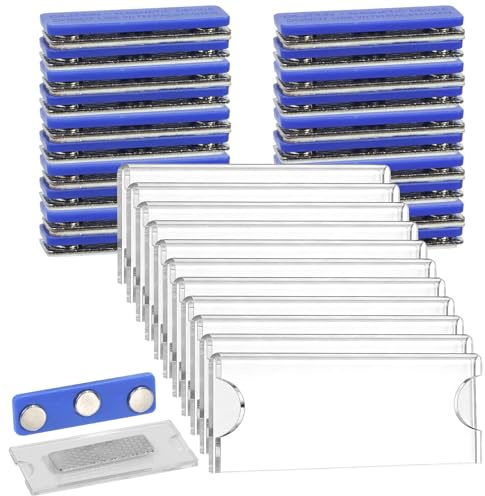 20 St Namnskyltar Magnetiska 75x32 mm – Transparent Akryl Namnbricka med Pappersinsats & Stark Magnet, Återanvändbar Namnskylt för Kläder, Kontor, Sjukhus, Mässa & Konferens