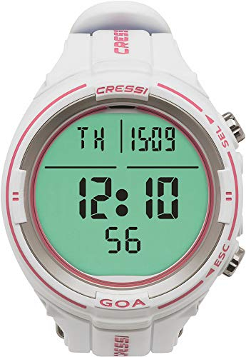 CRESSI Goa Tauchcomputer Mit Dual Mix RGBM Algorithmus – Kompakt und Vielseitig Für Scuba- und Apnoe-Tauchgänge – Weiß/Rosa