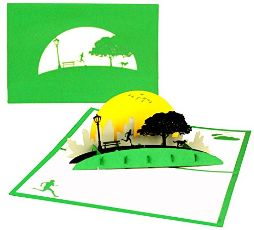 Pop Up Karte „Jogging - Jogger im Park“ 3D Geburtstagskarte Laufen - Gutschein & Einladung Sport Fitness