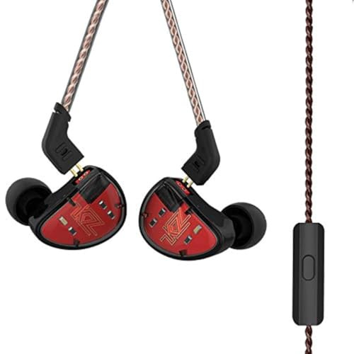 KZ AS10 - Monitores de músicos intrauditivos estéreo de Cinco Controladores de Alta fidelidad con Cable de Audio Trenzado extraíble (Negro con micrófono)