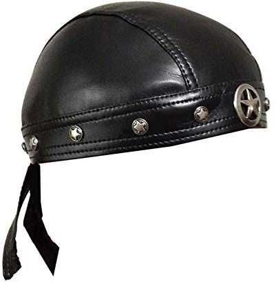Star Nieten Cap Wrap Biker Leder Cool Stylish Schwarz