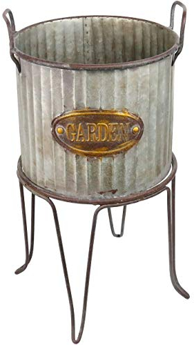 Alpine Corporation - Maceta Grande de Metal para Exteriores, 51 cm de Alto, con Soporte