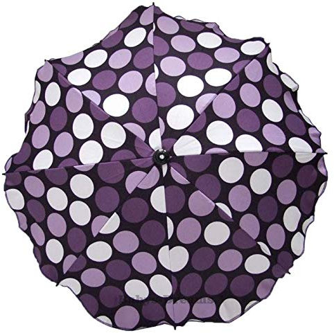 Skyline Ombrelle Parapluie pour Poussette Universelle Accessoire Zertifikat Anti UV 50+ Protection Soleil Adaptateur Parasol Diamètre 63 cm Violet Pois