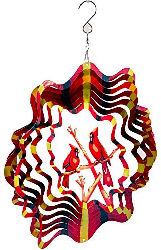 Dundee Deco W2205 Moulin à vent dans une boîte cadeau – Décoration 3D à suspendre pour intérieur ou extérieur – Mandala – Cardinals – Rouge, Noir, Jaune – 30,5 cm – Idée cadeau unique