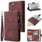 UEEBAI Wallet Case for iPhone 6 6S, Premium Vintage PU Leather Magnetic Closure Handbag Zipper Pocket Case Kickstand Card Holder Slots with Wrist Strap TPU Shockproof Flip Cover - Coffee