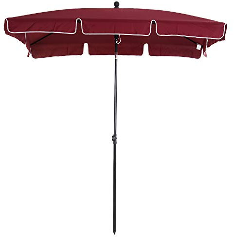 Outsunny Sombrilla de Jardín de Aluminio 198x130x245 cm Parasol de Jardín Rectangular con Función de Inclinación para Terraza Patio Exterior Rojo Vino
