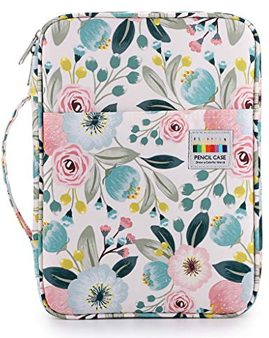 Sumnacon 160 Trousse de Crayon, Sac de Crayon pour l'école et Bureau avec Grand capacité (Fleurs aquarelles)