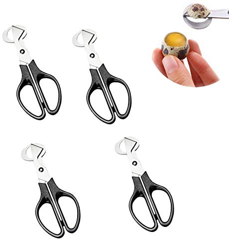 Zaky 4 pièces Ciseaux à œufs en Acier Inoxydable Caille Oeuf Shell Cutters Coupe Cigare pour œufs de Caille œufs de Pigeon Noir