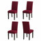 Sufdari Stuhlhussen 4er Set Rot, Stretch Esszimmer Stuhlbezug für Esszimmerstühle, Abnehmbarer Waschbarer Spandex Stuhlüberzug für Küchenstühle,Hotel, Bankett(Rot, 4 Stück)