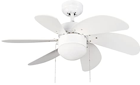Wonderlamp - Ventilateur de plafond Multicolore avec lumière Tandy, 3 Vitesses et ampoule 1xE27 non incluse Ø76,2cm